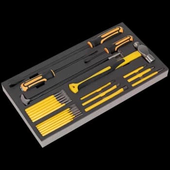 Siegen Tool Tray with Prybar, Hammer and Punch 23 Piece Set