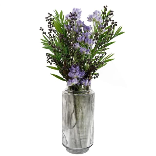 Leaf Leaf 60cm Artificial Purple Starflower Display Glass Vase Purple