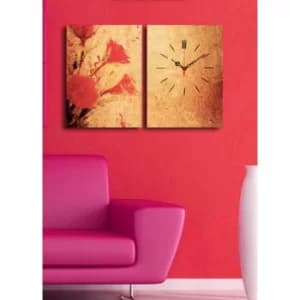 2P3040CS-138 Multicolor Decorative Canvas Wall Clock (2 Pieces)