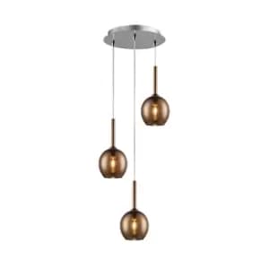 Monic Cluster Pendant Ceiling Light, Copper, 3x E14