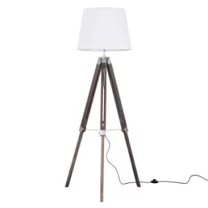 Clipper Light Wood Tripod Floor Lamp with White Aspen Shade