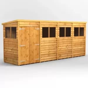 16X4 Power Overlap Pent Double Door Shed