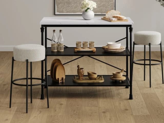 LPD Anais Ivory Boucle Fabric Bar Stool