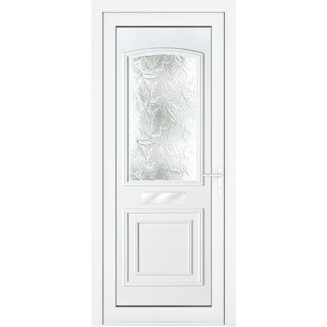 Crystal Upvc Front Door Two Panel Large Glass Balmoral White Left Hand 920 X 2090Mm Obscure Glass, White RD1LHBAL92209