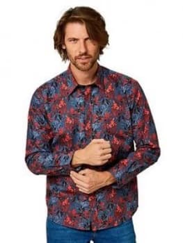 Joe Browns Pop Of Colour Floral Shirt - Grey Size M Men