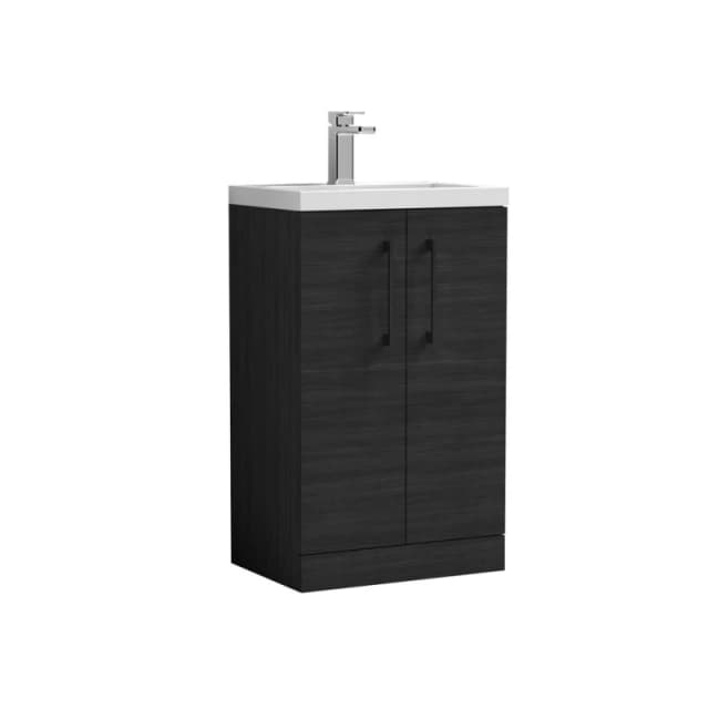 Balterley Bathroom Vanity Basin Unit, Black Handles, 500mm, Wood Black Unisex