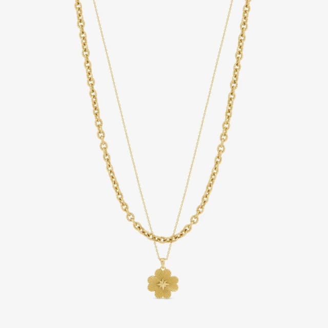 Inicio Gold Clover Double row Pendant - Gift Pouch Pendant Necklaces One Size Gold 40931510000