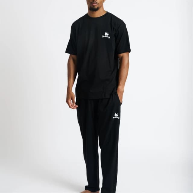 Money Combo Logo Long Lounger Twin Set - Black S