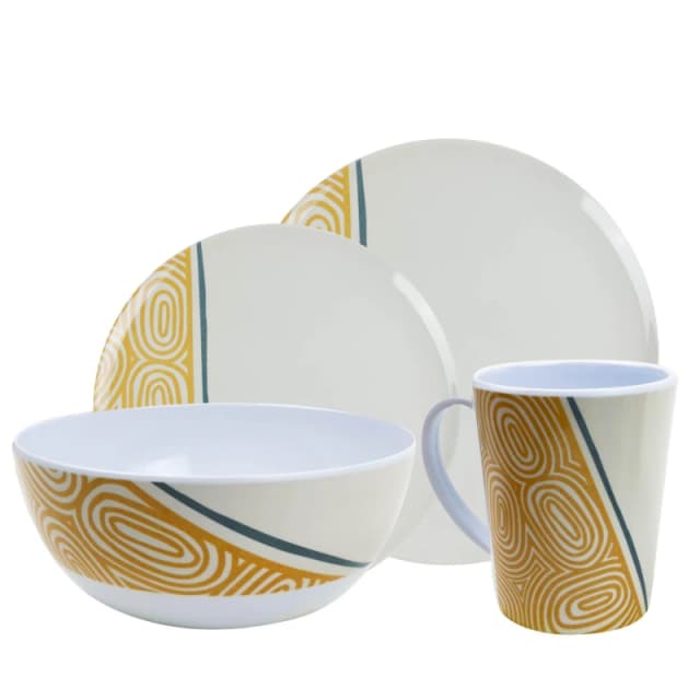 Streetwize 16Pc Melamine Set Kakado - Yellow Yellow 16pcs