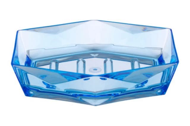 Premier Housewares Dow Acrylic Soap Dish, Geometric Design Blue