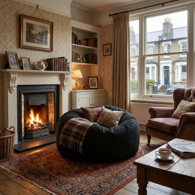 Urban Meuble Modern Round Bean Bag Sofa Chair Bean Bags One Size Black 73665403000