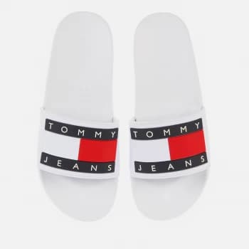 Tommy Jeans Womens Flag Pool Slide Sandals - White - UK 6.5