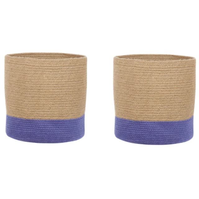 Beliani Set Of 2 Baskets Bulanik Jute Violet