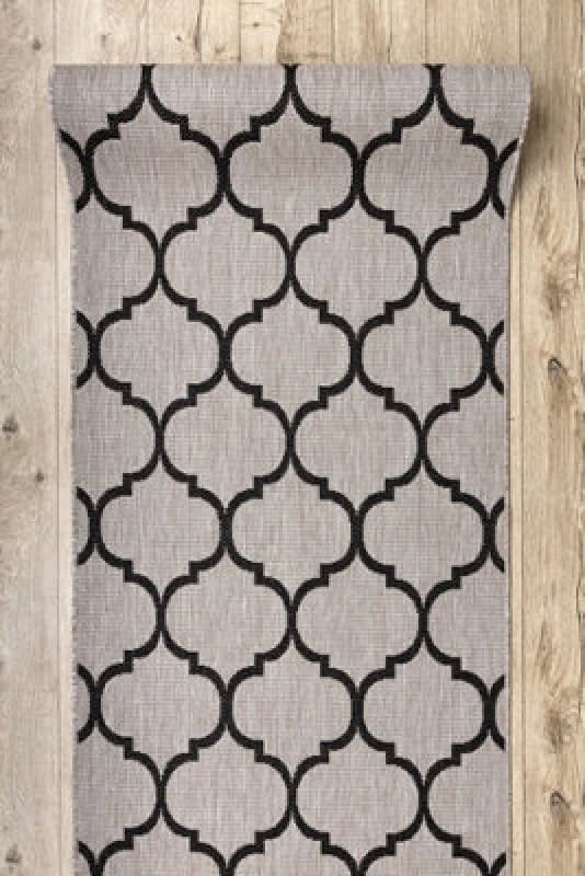 RugsX Runner Sizal Floorlux Design 20608 Moroccan Trellis Silver / Black 120 120X100 Cm