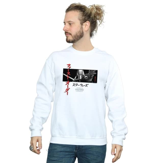 Disney Men Kylo Ren Katakana Art Stripe Sweatshirt in White Size: Small White S Male 5059400142372