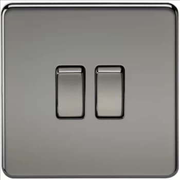 KnightsBridge 10A 2G 2 Way 230V Screwless Black Nickel Electric Wall Plate Switch