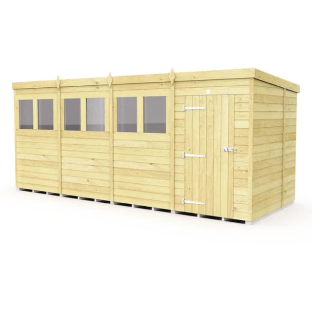 Flat Pack Sheds DIY Sheds 16 x 7 Pent Shed, Brown 16X7PFF