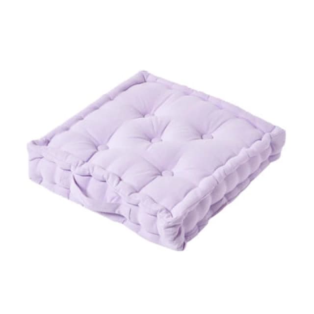 Homescapes Cotton Mauve Floor Cushion, 40 X 40 Cm