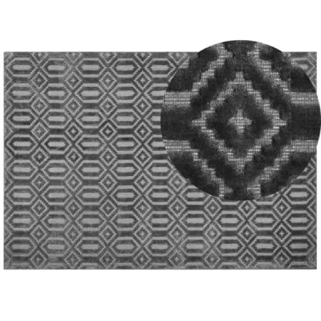 Beliani Rug Adatepe Dark Grey 160 X 230 Cm Viscose