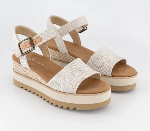 TOMS Womens Diana Wedge Sandals Natural Yarn Dye, 3
