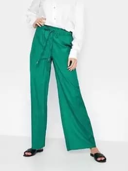 Long Tall Sally Green Cotton Slub Wide Leg Trouser 34", Green, Size 10, Women