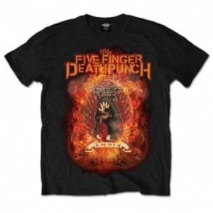 Five Finger Death Punch Mens Tee: Burn in Sin Large Black