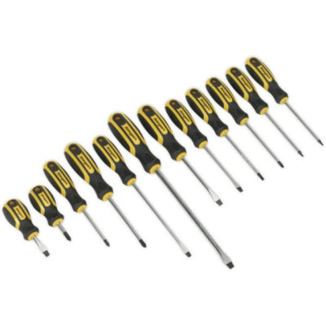 Loops 12 PACK Premium Soft Grip Handle Screwdriver Set - Slotted Phillips TRX Magnetic Multi