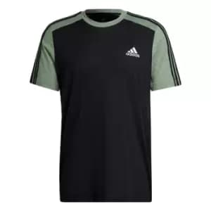 adidas Essentials M lange T-Shirt Mens - Black / Green Oxide Mel