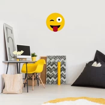 Emoji - 11 Yellow Black White Red Decorative Wooden Wall Accessory