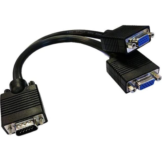 Cablenet Cablenet 20cm SVGA Male - 2 x SVGA Female Black Cable Splitter 24-2980