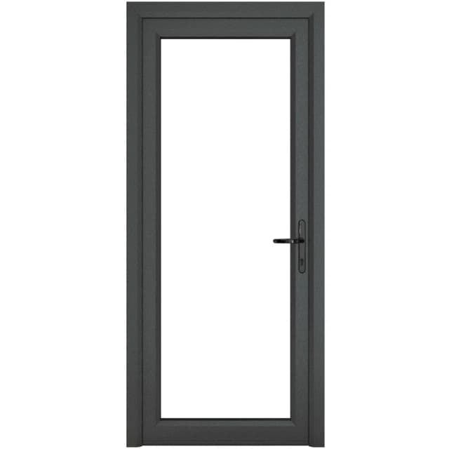 Crystal Triple Glazed Single Door Full Glass Grey/White Lh 840 X 2090Mm Clear, Grey 1RLHGW84209CLTG