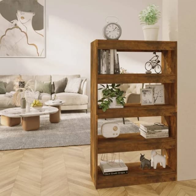 VIDAXL Book Cabinet/Room Divider Smoked Oak 80x30x135cm Engineered Wood Vidaxl 8720286844519