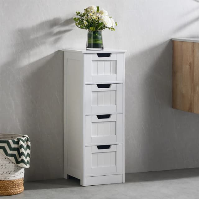 Lassic Bath Vida Priano 4 Drawer Freestanding Unit White unisex 4 Drawer