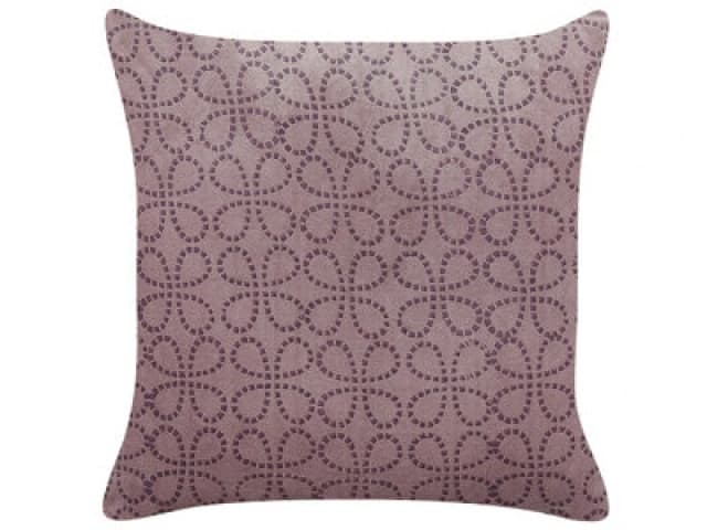 Beliani Throw Cushion Larkspur Velvet 45 X 45cm Pink Geometric Pattern