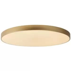 Lucide UNAR - Flush Ceiling Light - Ø80cm - LED Dim. - 1x80W 2700K - 3 StepDim - Matt Gold, Brass