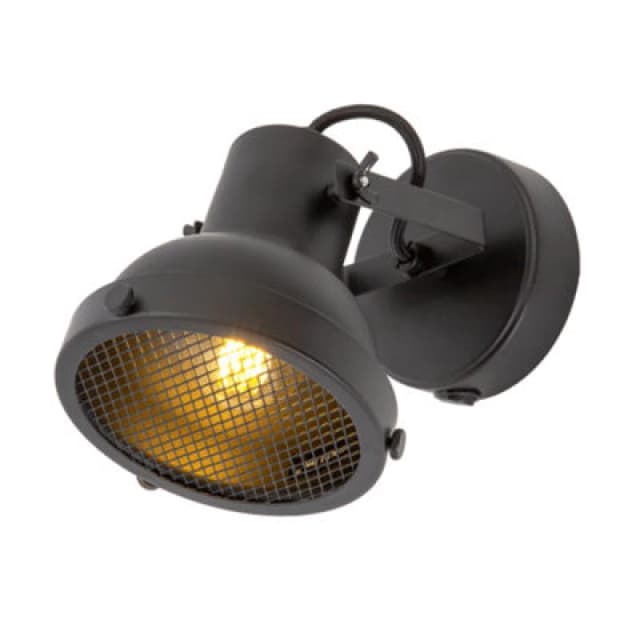 Happy Homewares Vintage And Industrial Matte Black Spot Wall Light Fitting With Grill