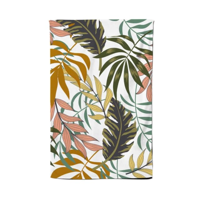 Warren Reed - Designer Tropical Leaves Tea Towel in Green Green Unisex