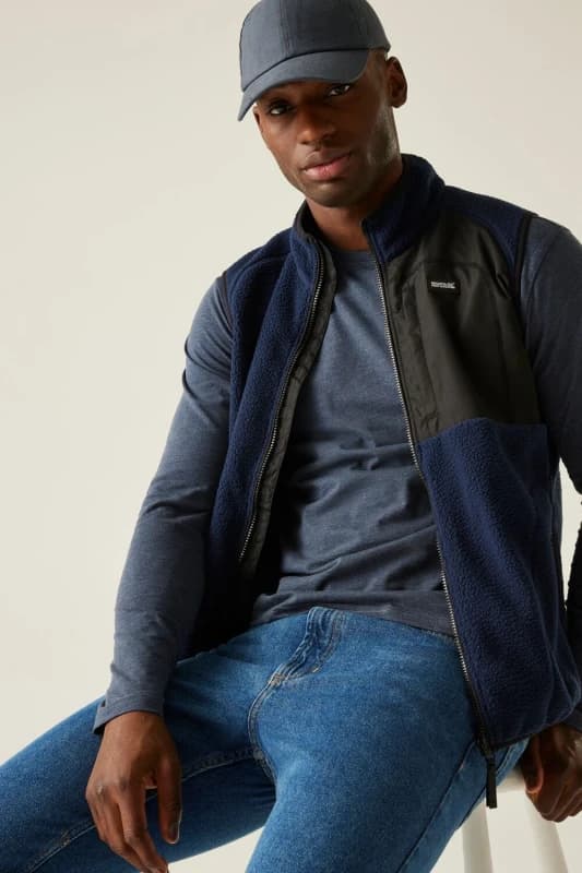 Regatta Regatta Men Frankie Borg Full-Zip Gilet Bodywarmer in Navy Size: Small Navy S Male 5063516104780