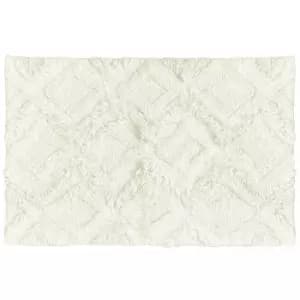 The Linen Yard Diamond Tufted Knitted Cotton Anti-slip Bath Mat Ivory