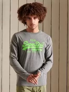 Superdry Vintage Logo L/s Top, Charcoal Marl Size XL Men