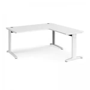 TR10 desk 1600mm x 800mm with 800mm return desk - white frame and