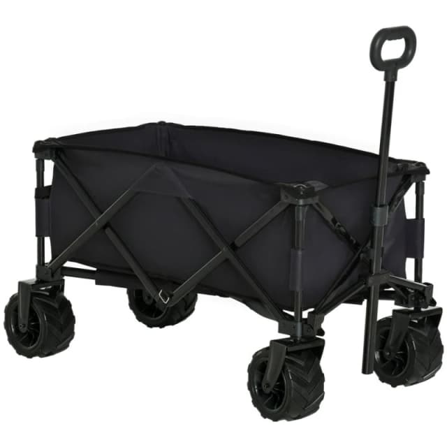 Outsunny Outdoor Pull Along Garden Trolley - Black 845-311BK