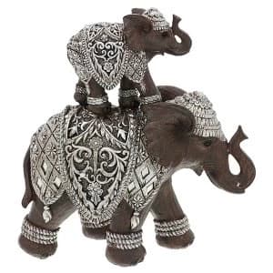 Silver Iron Elephant Mum/Baby Back Ornament
