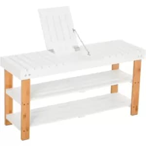 3-Tier Open Shoe Rack Hidden Storage Wood Frame Wide Shelves - Homcom