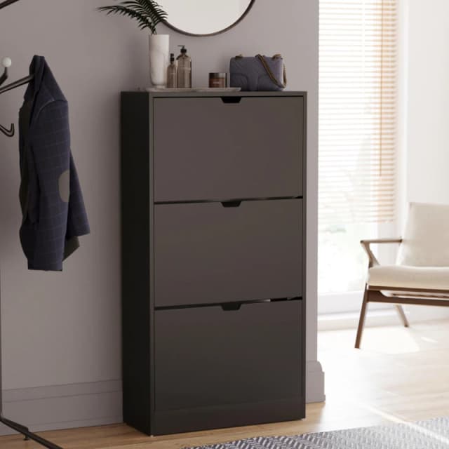 Lassic Vida Designs 3 Drawer Shoe Cabinet (Handless) Black unisex 3 Drawer