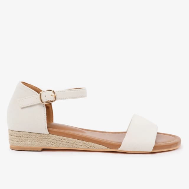 Where's That From 'Visenya' Low Wedge Shoes With Adjustable Ankle Strap Cream