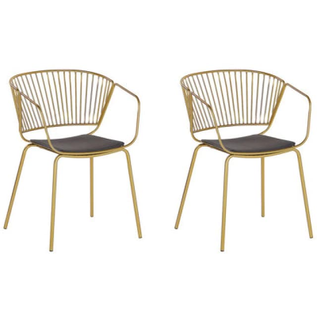 Beliani Set Of 2 Dining Chairs Rigby Metal Gold