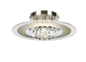 Delmar Flush Ceiling Round 4 Light Polished Chrome, Glass, Crystal