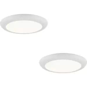 2 PACK Ultra Slim Recessed Ceiling Downlight - 18W Cool White LED - Matt White