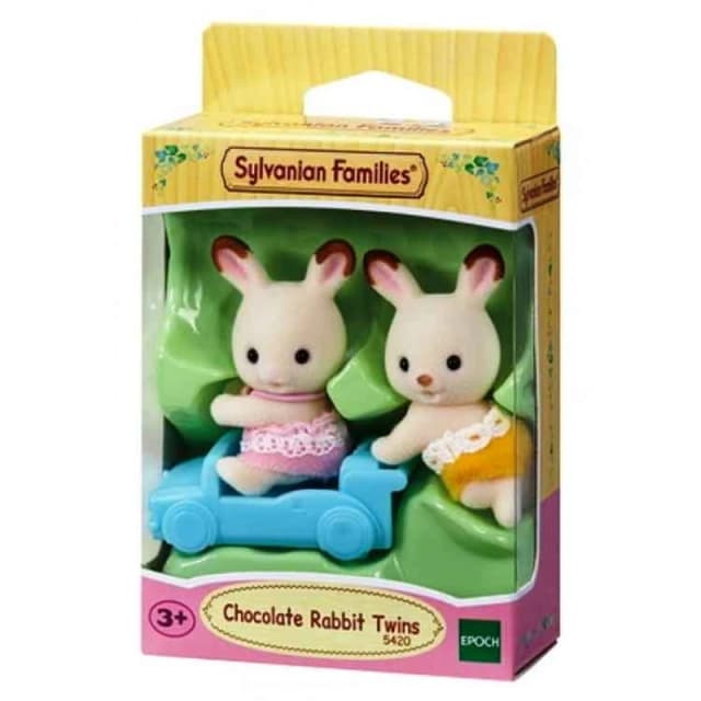 Sylvanian Families Chocolate Rabbit Twins Figures and Accessories
